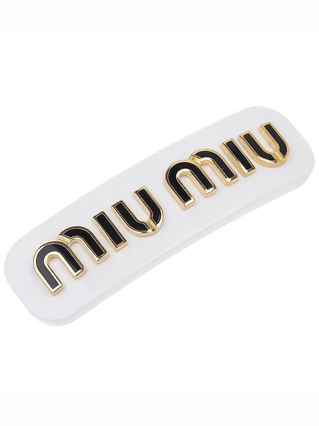 Plexiglas Metal Logo Hair Clip White - MIU MIU - BALAAN 5