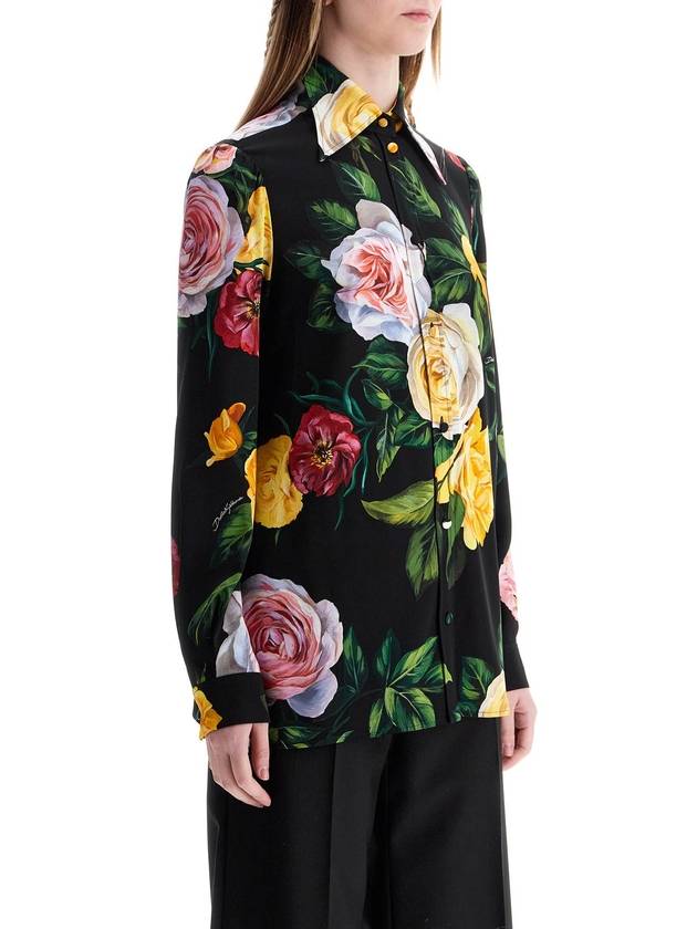 black silk shirt with multicolored roses and yellow buttons - DOLCE&GABBANA - BALAAN 2