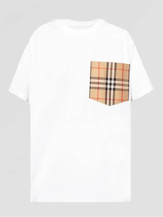 Vintage Check Pocket Cotton Oversized Short Sleeve T-Shirt White - BURBERRY - BALAAN 2