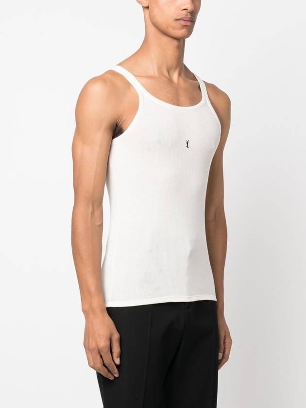 Embroidered Logo Sleeveless White - SAINT LAURENT - BALAAN 4