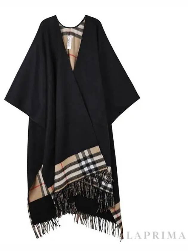 Vintage Check Pattern Wool Cashmere Cape Black - BURBERRY - BALAAN 9