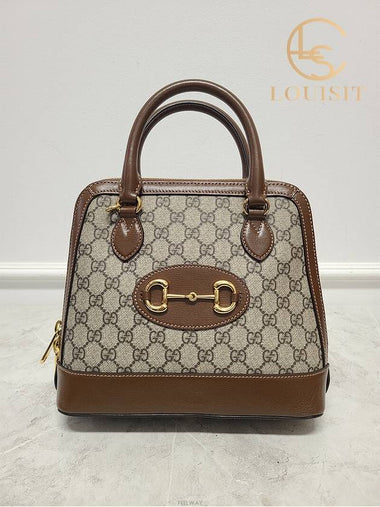 Used luxury goods Lewis It Brown Horsebit 1955 Top Handle Bag Small - GUCCI - BALAAN 1