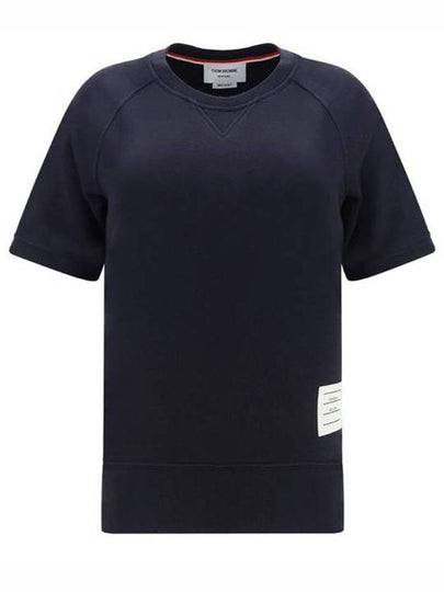 Women's Loopback Cotton Short Sleeve T-Shirt Navy - THOM BROWNE - BALAAN 2