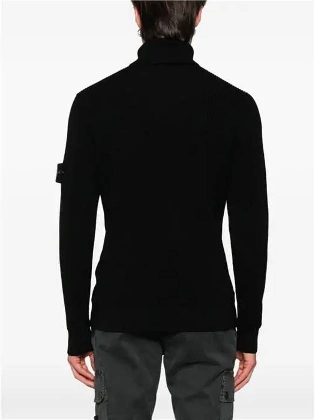 Logo Knit Turtleneck Black - STONE ISLAND - BALAAN 7