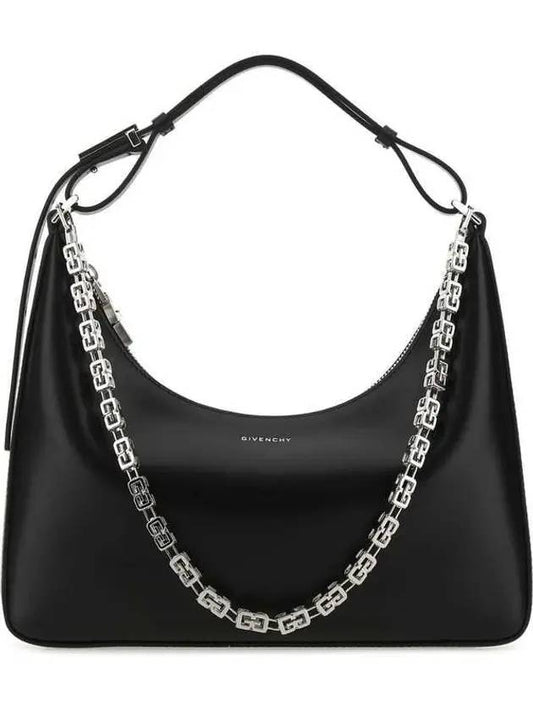 Small Moon Cut Out Shoulder Bag In Leather With Chain Black - GIVENCHY - BALAAN 1