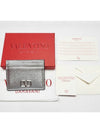 V Logo Signature Metallic Card Wallet Silver - VALENTINO - BALAAN 9