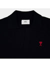 Small Heart Long Sleeve Polo Shirt Black - AMI - BALAAN 5