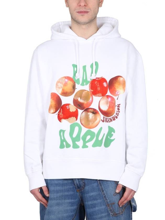 Bad Apple Print Drawstring Hood White - JW ANDERSON - BALAAN 3