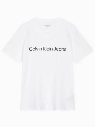 Jeans Institutional Logo Regular Fit Short Sleeve T-Shirt White - CALVIN KLEIN - BALAAN 2