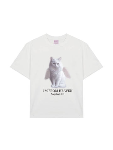 Angel Cat  Ver.3 Short Sleeve T-Shirt White - ITZAVIBE - BALAAN 1