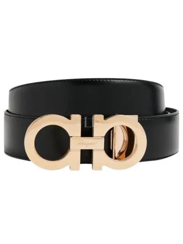 Reversible Gancini Leather Belt Black - SALVATORE FERRAGAMO - BALAAN 2