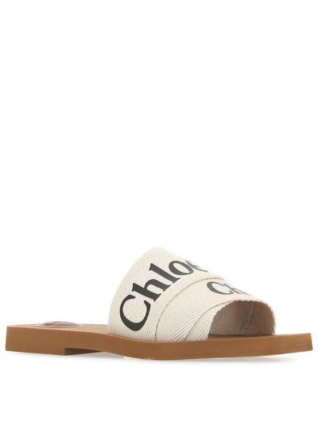 Woody Logo Flat Mule Slippers White - CHLOE - BALAAN 3