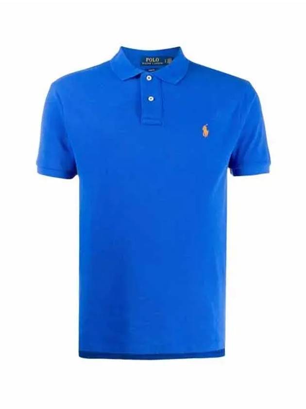 Men's Orange Embroidery Logo Short Sleeve PK Shirt Blue - POLO RALPH LAUREN - BALAAN.