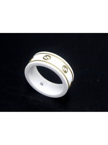 Women s Ring White Gucci 606826 18K Yellow Gold Zirconia Interlocking G Icon No 10 - GUCCI - BALAAN 1