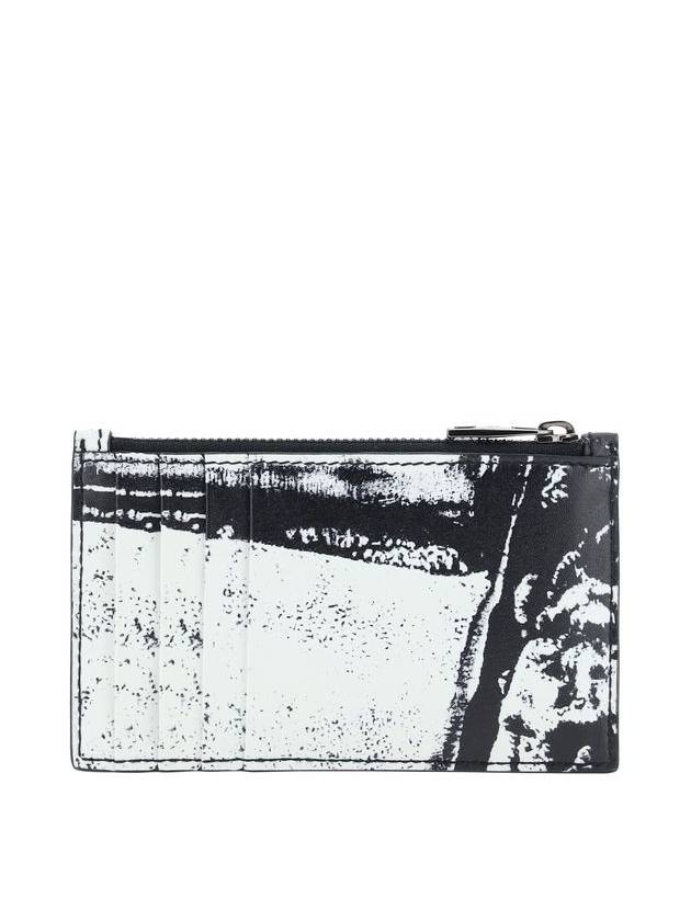 Graffiti Logo Zip Card Wallet Black White - ALEXANDER MCQUEEN - BALAAN 3