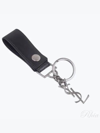 Monogram Leather Key Holder Black Silver - SAINT LAURENT - BALAAN 2