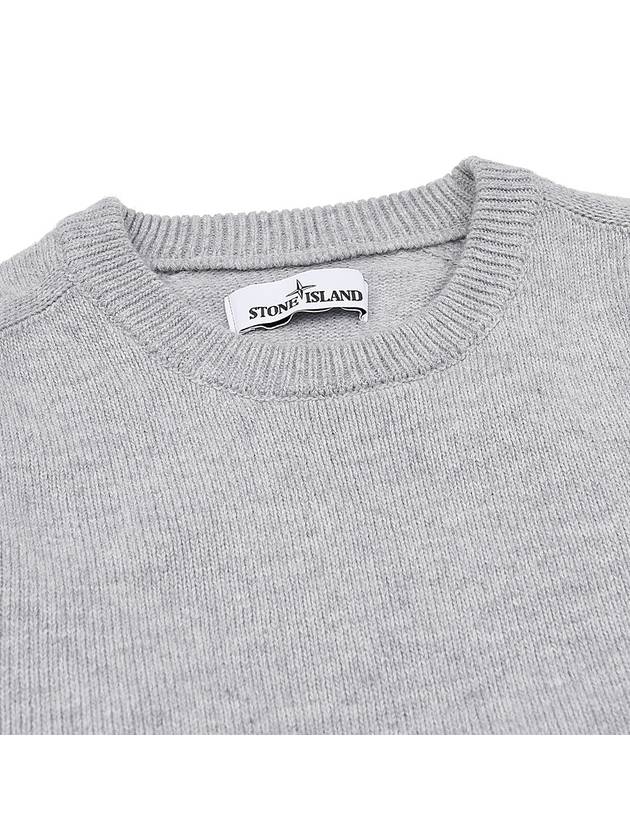 Men's Waffen Patch Round Neck Knit Top Light Grey - STONE ISLAND - BALAAN 6