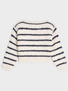 Boat Neck Striped Cashmere Knit Top Off White Navy - CELINE - BALAAN 1
