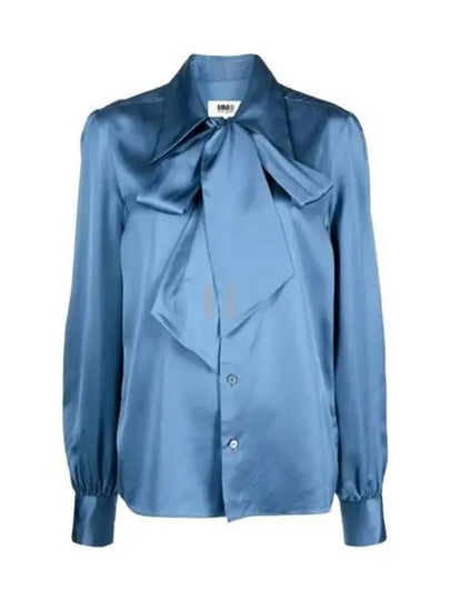 Women's Woven Rayon Shirt Blue - MAISON MARGIELA - BALAAN 2