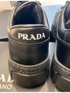 Triangle Logo Leather Low Top Sneakers Black - PRADA - BALAAN 6