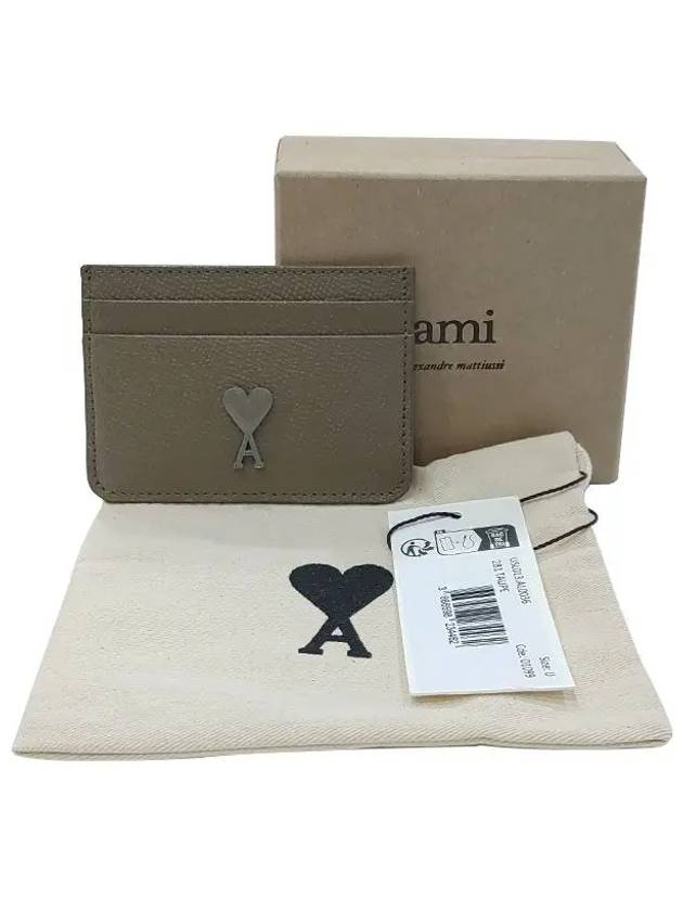 Heart Logo Card Holder Taupe - AMI - BALAAN 6