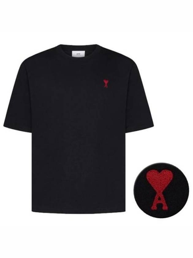 Small Heart Logo Boxy Fit Short Sleeve T-Shirt Black - AMI - BALAAN 2