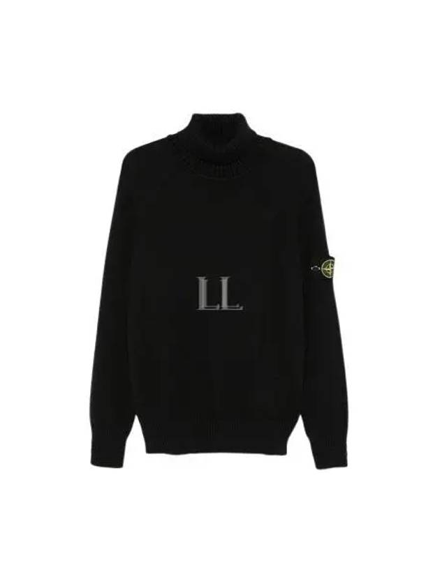 Logo Badge Turtleneck Sweatshirt Black - STONE ISLAND - BALAAN 2