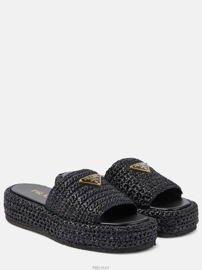 Crochet Flatform Slide Slippers Black - PRADA - BALAAN 2