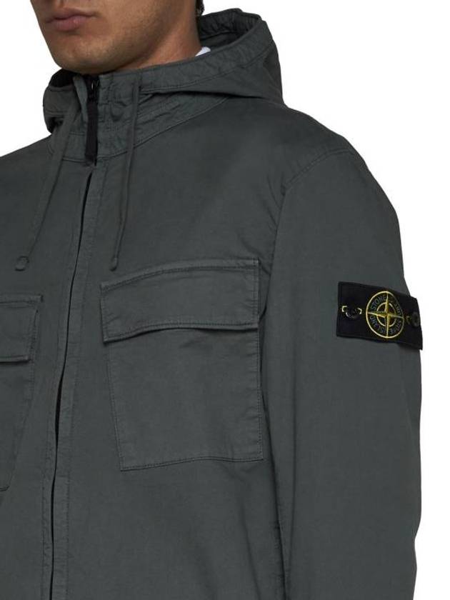 Cotton Twill Stretch Hooded Jacket Dark Green - STONE ISLAND - BALAAN 6