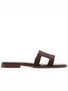 Women's Square Toe Suede Slide Slippers Brown - TOD'S - BALAAN 2