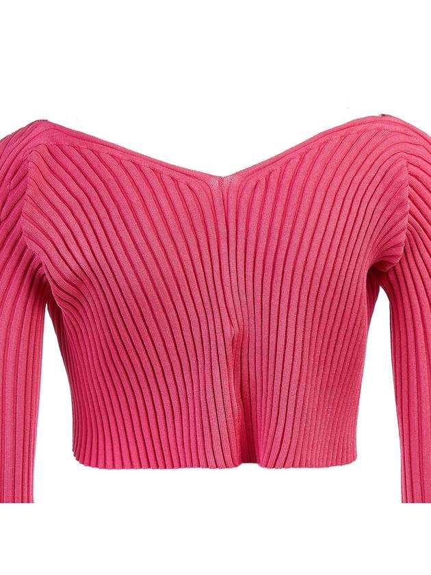 La Maille Pralu Micro Charm Logo Cardigan Pink - JACQUEMUS - BALAAN 7