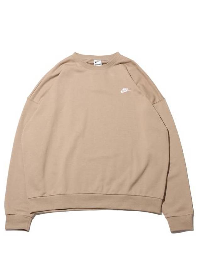 Club Fleece Oversized French Terry Crew Sweatshirt Khaki - NIKE - BALAAN 1