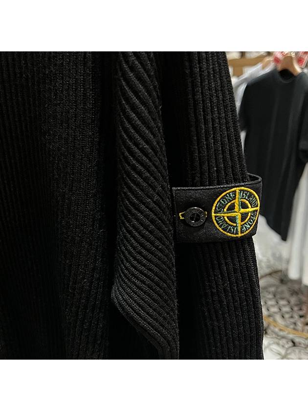 Kids Waffen Patch Wool High Neck Zip up Knit Cardigan Black 7716512A3 V0029 - STONE ISLAND - BALAAN 5