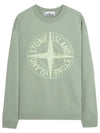 Garment Dyed Stitches Four Print Crewneck Sweatshirt Green - STONE ISLAND - BALAAN 2