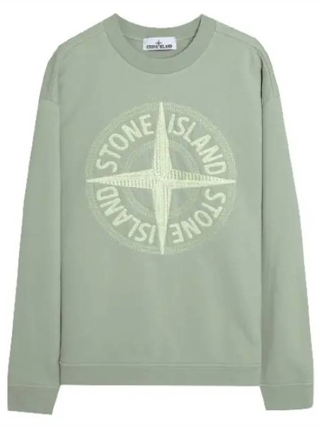 Garment Dyed Stitches Four Print Crewneck Sweatshirt Green - STONE ISLAND - BALAAN 2