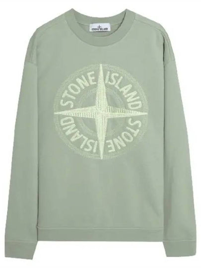 Garment Dyed Stitches Four Print Crewneck Sweatshirt Green - STONE ISLAND - BALAAN 2