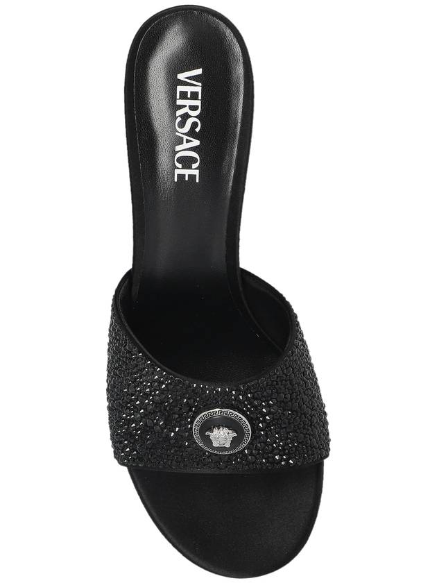 Versace Satin Heeled Mules ‘Alia’, Women's, Black - VERSACE - BALAAN 6