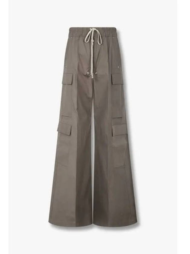 MEN WIDE COTTON CARGO PANTS DARK KHAKI - RICK OWENS - BALAAN 1