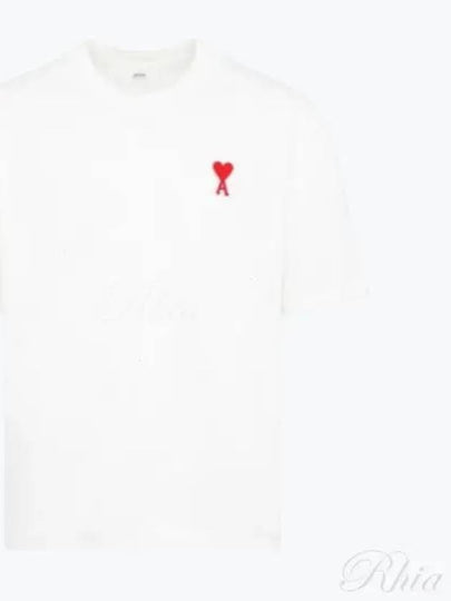 Small Heart Logo Boxy Fit Short Sleeve T-Shirt White - AMI - BALAAN 2