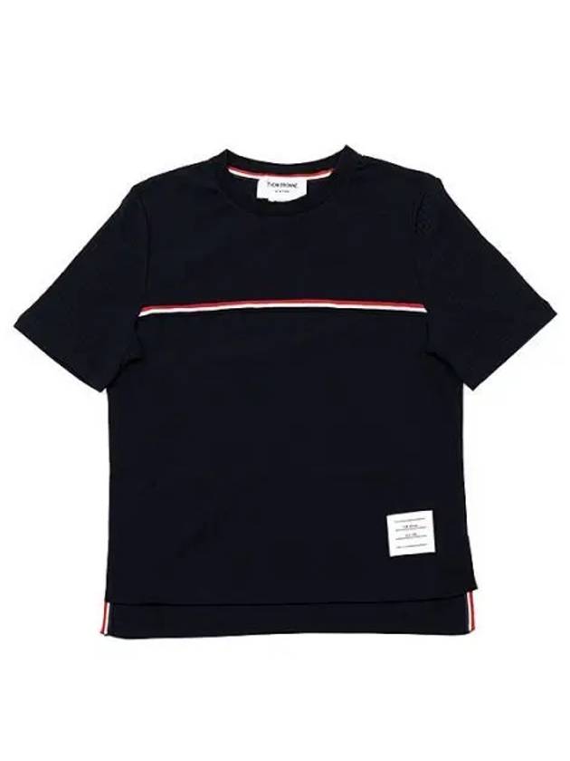 Women's High Twist Rip Stripe Short Sleeve T-Shirt Navy - THOM BROWNE - BALAAN 2