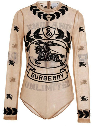 Women's EKD Embroidered Stretch Tool Bodysuit Camel - BURBERRY - BALAAN 1