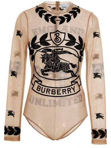 WoMen's EKD Embroidered Stretch Tool Bodysuit Camel - BURBERRY - BALAAN 1