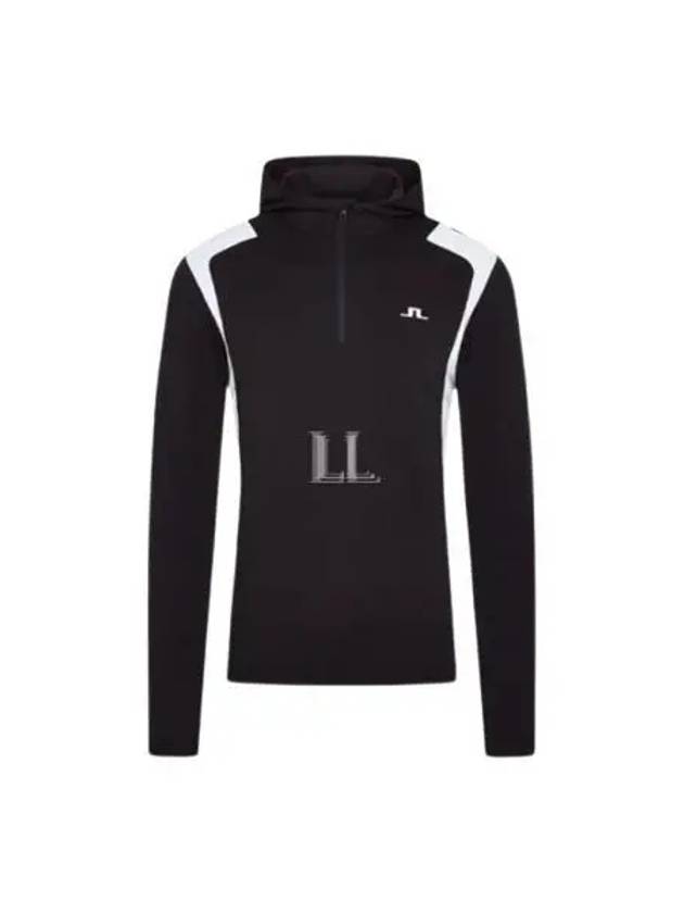 Lucas Quarter Zip Hooded Long Sleeve T-Shirt Black - J.LINDEBERG - BALAAN 2