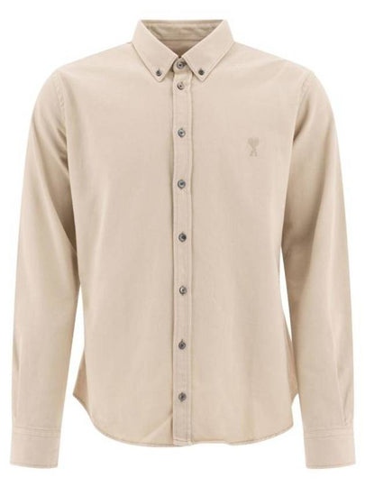 Button Down Long Sleeve Shirt Ecru - AMI - BALAAN 2