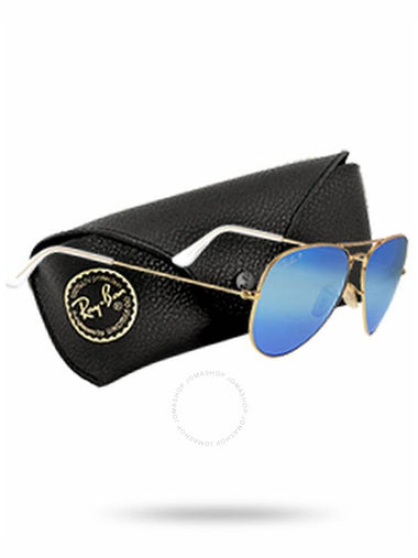 Ray Ban Aviator Flash Lenses Polarized Blue Unisex Sunglasses RB3025 112/4L 58 - RAY-BAN - BALAAN 1