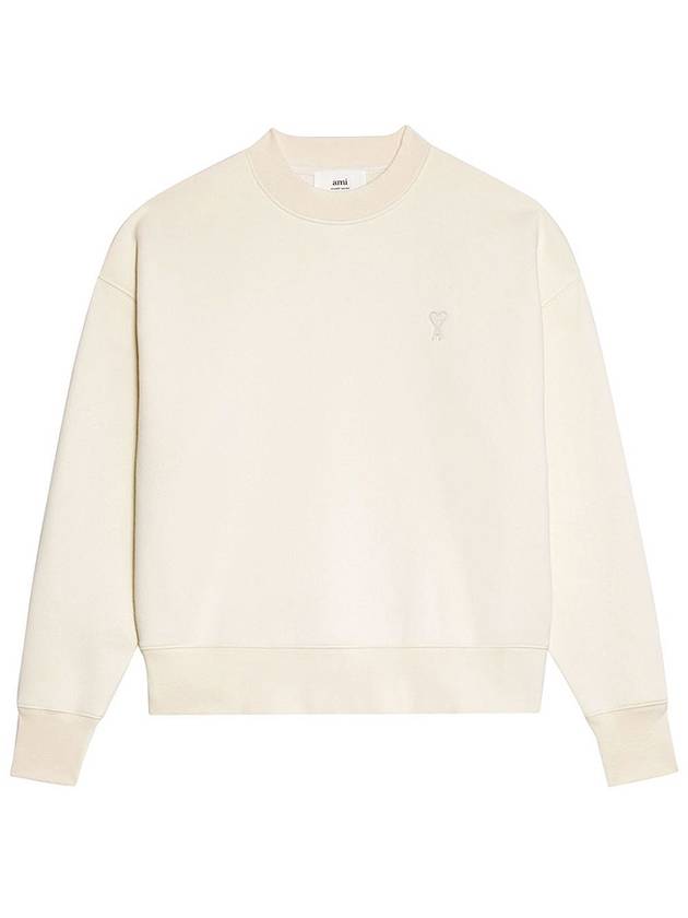 Tone On Tone Mini Logo Round Neck Sweatshirt Beige - AMI - BALAAN 6