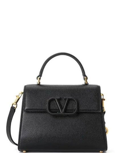 V Sling Small Grainy Calfskin Hand Cross Bag Black - VALENTINO - BALAAN 2