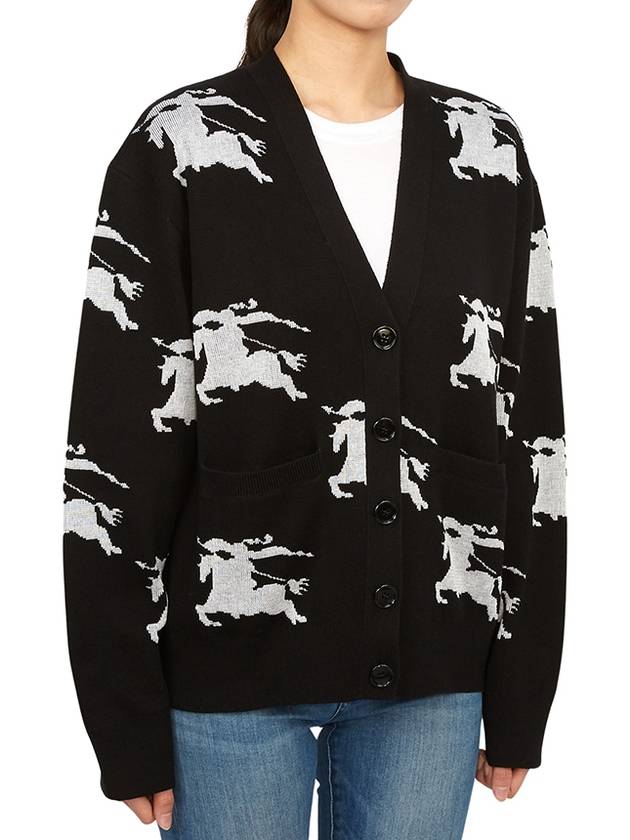 Cotton EKD Intarsia Knit Cardigan Black White - BURBERRY - BALAAN 4