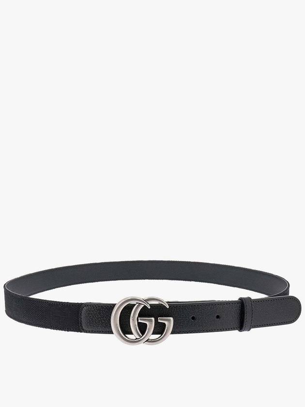 GG Marmont Leather Belt Black - GUCCI - BALAAN 3