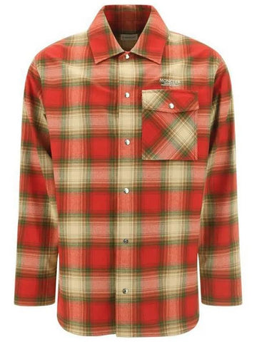 Logo Patch Pocket Check Shirt Red 2F000 03 M2359 F41 - MONCLER - BALAAN 1